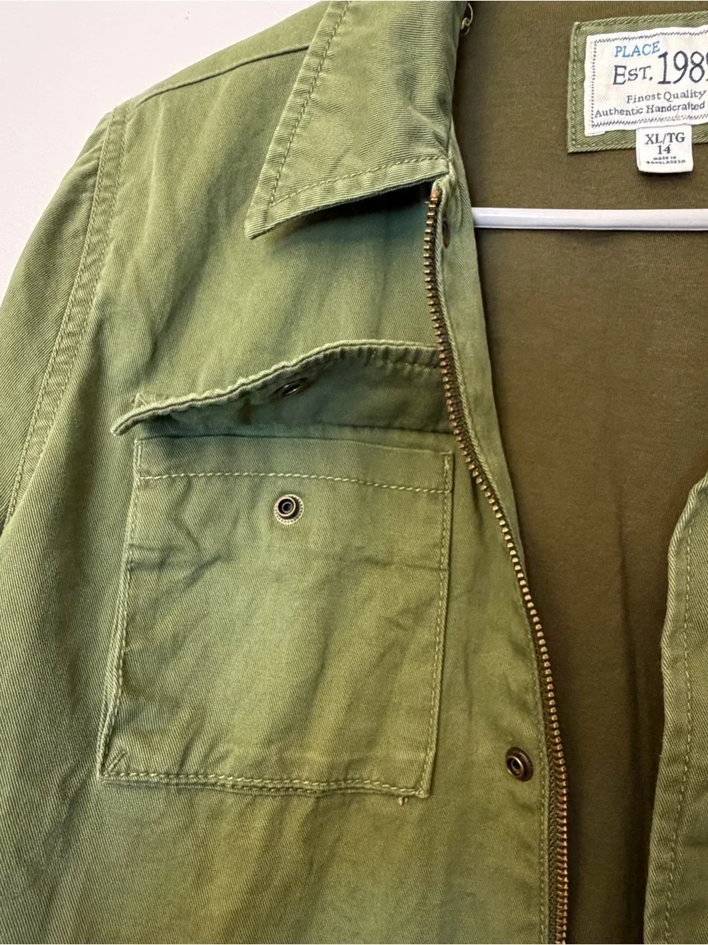 The Children’s Place Olive Green Military-Style Jacket boys 14 extra large XL
